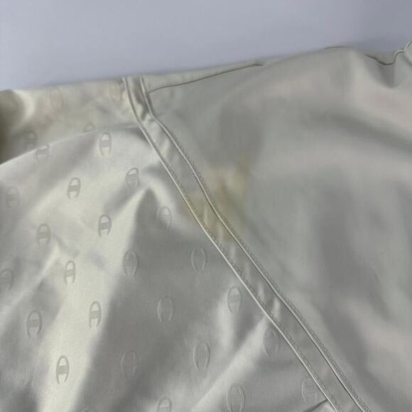 Champion Satin Off White Womens Full Zip Size M Lurex Bomber Track Retro Jacket - Picture 8 of 12